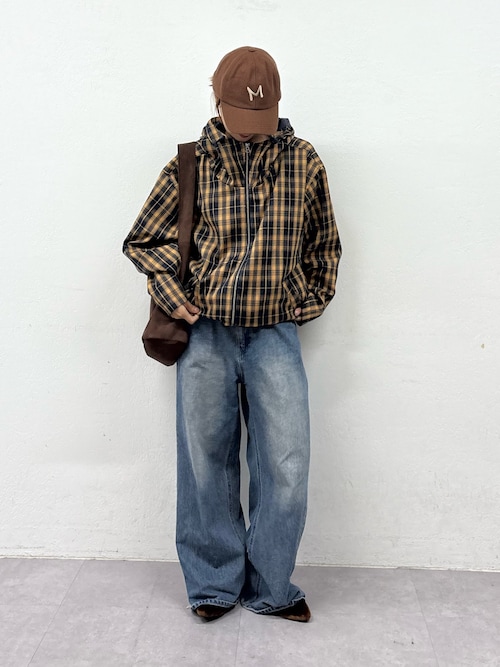 チェック柄フルジップジャケット DOOPZ（ドープス）の「Oversized zip up check shirt jacket