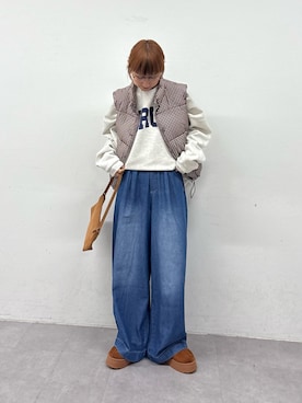 「CIAOPANIC TYPY（チャオパニックティピー）のムートンサンダル（サンダル）」を使った、ayakaさん（レディース・158cm）の秋コーディネート