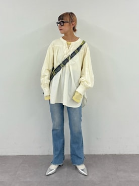 「メガネ女子」｜ayakaさん（レディース・158cm）の春コーディネート