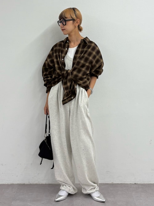【willow】スラブ裏毛裾ドロストオールインワン