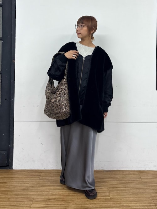 [etsinta] ファー切替ジャケット ブラック ONE SIZE セール】【etsinta/エシンタ】ファー切替ジャケット（ブルゾン