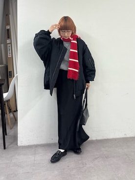 「アイテム（MA-1）」を使った、ayakaさん（レディース・158cm）の秋コーディネート