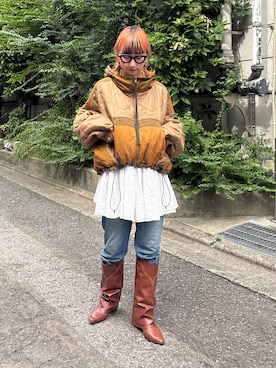 「アイテム（ダウンジャケット/コート）」を使った、ayakaさん（レディース・158cm）の秋コーディネート