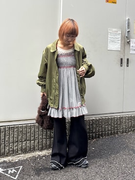 「CIAOPANIC TYPY（チャオパニックティピー）のカラビナ付きボアマルシェBAG（トートバッグ）」を使った、ayakaさん（レディース・158cm）の冬コーディネート