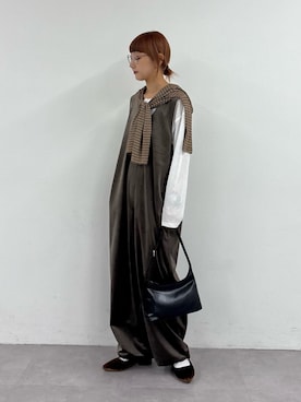 「アイテム（つなぎ/オールインワン）」を使った、ayakaさん（レディース・158cm）の秋コーディネート