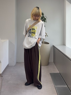 「CIAOPANIC TYPY（チャオパニックティピー）の【UNISEX】【プラスサイズあり】犬＆猫 アソートロゴプリントTee（Tシャツ/カットソー）」を使った、ayakaさん（レディース・158cm）の春コーディネート