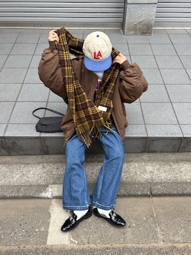 「アイテム（マフラー）」を使った、ayakaさん（レディース・158cm）の秋コーディネート