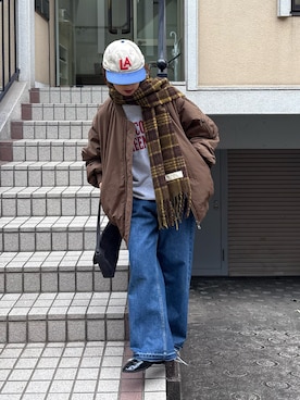 「アイテム（MA-1）」を使った、ayakaさん（レディース・158cm）の秋コーディネート