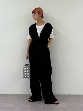 「韓国ファッション」｜「アイテム（サロペット/オーバーオール）」を使った、ayakaさん（レディース・158cm）の夏コーディネート