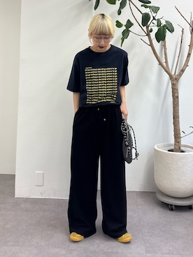 「CIAOPANIC TYPY（チャオパニックティピー）の【とにかくトリコ/5サイズ展開】とろみイージーパンツ（スラックス、ブラック系）」を使った、ayakaさん（レディース・158cm）の春コーディネート