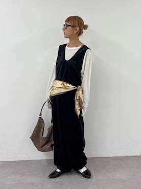 「アイテム（つなぎ/オールインワン）」を使った、ayakaさん（レディース・158cm）の秋コーディネート