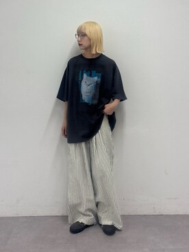「CIAOPANIC TYPY（チャオパニックティピー）の【UNISEX】【プラスサイズあり】犬＆猫 アソートロゴプリントTee（Tシャツ/カットソー）」を使った、ayakaさん（レディース・158cm）の春コーディネート