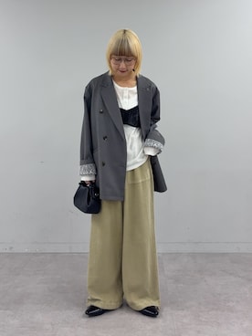 「CIAOPANIC TYPY（チャオパニックティピー）のアイテム（テーラードジャケット）」を使った、ayakaさん（レディース・158cm）の春コーディネート