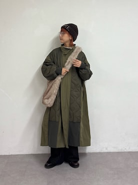 「アイテム（モッズコート）」を使った、ayakaさん（レディース・158cm）の秋コーディネート