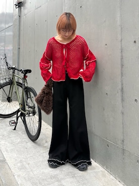 「CIAOPANIC TYPY（チャオパニックティピー）のカラビナ付きボアマルシェBAG（トートバッグ）」を使った、ayakaさん（レディース・158cm）の冬コーディネート