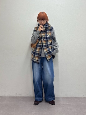 「アイテム（デニムパンツ）」を使った、ayakaさん（レディース・158cm）の秋コーディネート