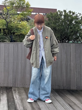 「アイテム（MA-1）」を使った、ayakaさん（レディース・158cm）の秋コーディネート