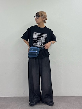 「CIAOPANIC TYPY（チャオパニックティピー）の【UNISEX】【全12色展開】メッセージプリント半袖Tee（Tシャツ/カットソー）」を使った、ayakaさん（レディース・158cm・20代）の夏コーディネート