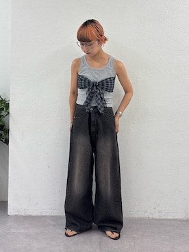 「ビスチェ」｜「アイテム（財布/小物）」を使った、ayakaさん（レディース・158cm）の夏コーディネート