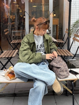 「アイテム（ブルゾン）」を使った、ayakaさん（レディース・158cm）の秋コーディネート