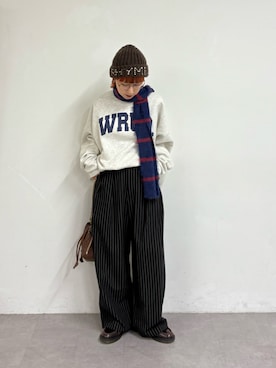 「アイテム（マフラー）」を使った、ayakaさん（レディース・158cm）の秋コーディネート