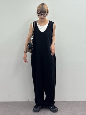 「アイテム（サロペット/オーバーオール）」を使った、ayakaさん（レディース・158cm・20代）の夏コーディネート