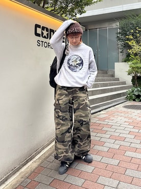 「CIAOPANIC TYPY（チャオパニックティピー）の【UNISEX】アソート柄ブッシュパンツ（その他パンツ）」を使った、ayakaさん（レディース・158cm・20代）の秋コーディネート