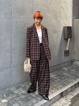「WILLOW（ウィロー）の【willow】チェックオーバージャケット（テーラードジャケット）」を使った、ayakaさん（レディース・158cm・20代）の夏コーディネート