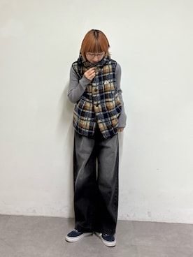 「アイテム（ベスト）」を使った、ayakaさん（レディース・158cm）の秋コーディネート