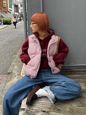 「アイテム（ベスト）」を使った、ayakaさん（レディース・158cm）の秋コーディネート