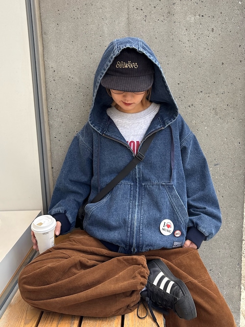 セール】【UNISEX】デニムフードジャケット（デニムジャケット