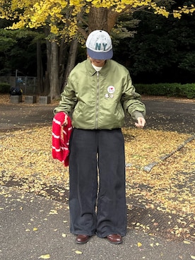 「アイテム（マフラー）」を使った、ayakaさん（レディース・158cm）の秋コーディネート