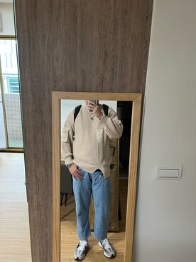 「plain-me（プレインミー）のアイテム（トップス）」を使った、Vince    Hsuさん（メンズ・178cm）の秋コーディネート