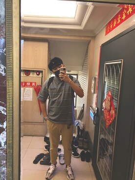 「plain-me（プレインミー）のアイテム」を使った、Vince    Hsuさん（メンズ・178cm）の夏コーディネート