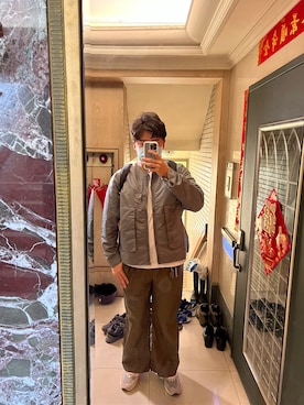 「plain-me（プレインミー）のアイテム（ノーカラージャケット）」を使った、Vince    Hsuさん（メンズ・178cm）の秋コーディネート