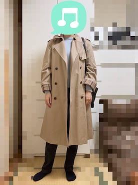 「UNIQLO（ユニクロ）のカシミヤクルーネックセーター　Mサイズ（ニット/セーター、ブルー系）」を使った、むぅたさん（レディース・159cm）の秋コーディネート