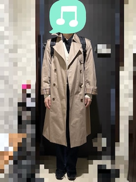 「UNIQLO（ユニクロ）のレーヨンプリントブラウス（ドット・長袖）　Mサイズ（シャツ/ブラウス、ブラック系）」を使った、むぅたさん（レディース・159cm）の秋コーディネート