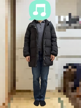 「UNIQLO（ユニクロ）のメリノポロセーター Mサイズ（ニット/セーター、グレー系）」を使った、むぅたさん（レディース・159cm）の秋コーディネート