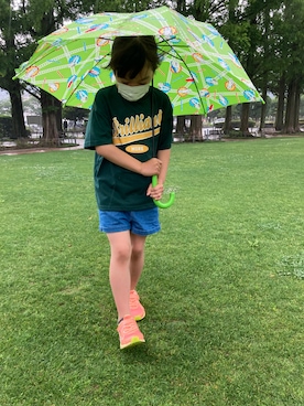 「Love powersのアイテム（Tシャツ/カットソー、グリーン系）」を使った、ゆっけさん（キッズ・145cm）の夏コーディネート