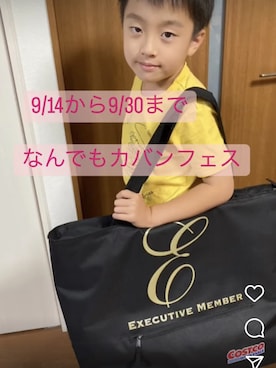 「コストコのアイテム（トートバッグ、ブラック系）」を使った、ゆっけさん（キッズ・145cm）の秋コーディネート