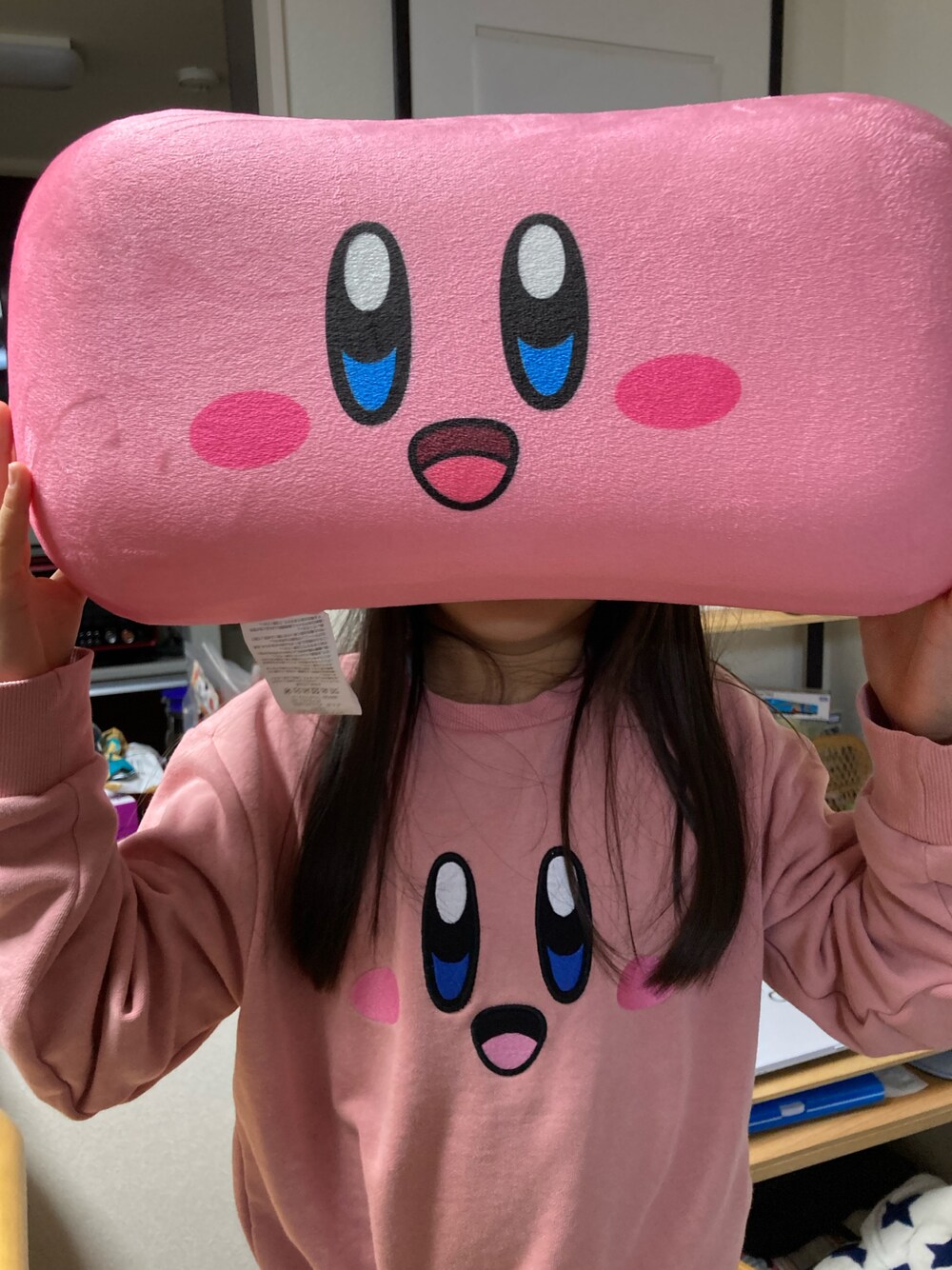 「カービィ」｜「GUのアイテム（ルームウェア/パジャマ、ピンク系）」を使った、ゆっけさん（キッズ・133cm）の冬コーディネートの1枚目の写真