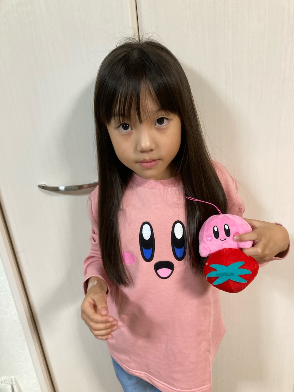 「GU、パジャマ、カービィ」｜「GUのアイテム（ルームウェア/パジャマ、ピンク系）」を使った、ゆっけさん（キッズ・125cm）の秋コーディネートの1枚目の写真