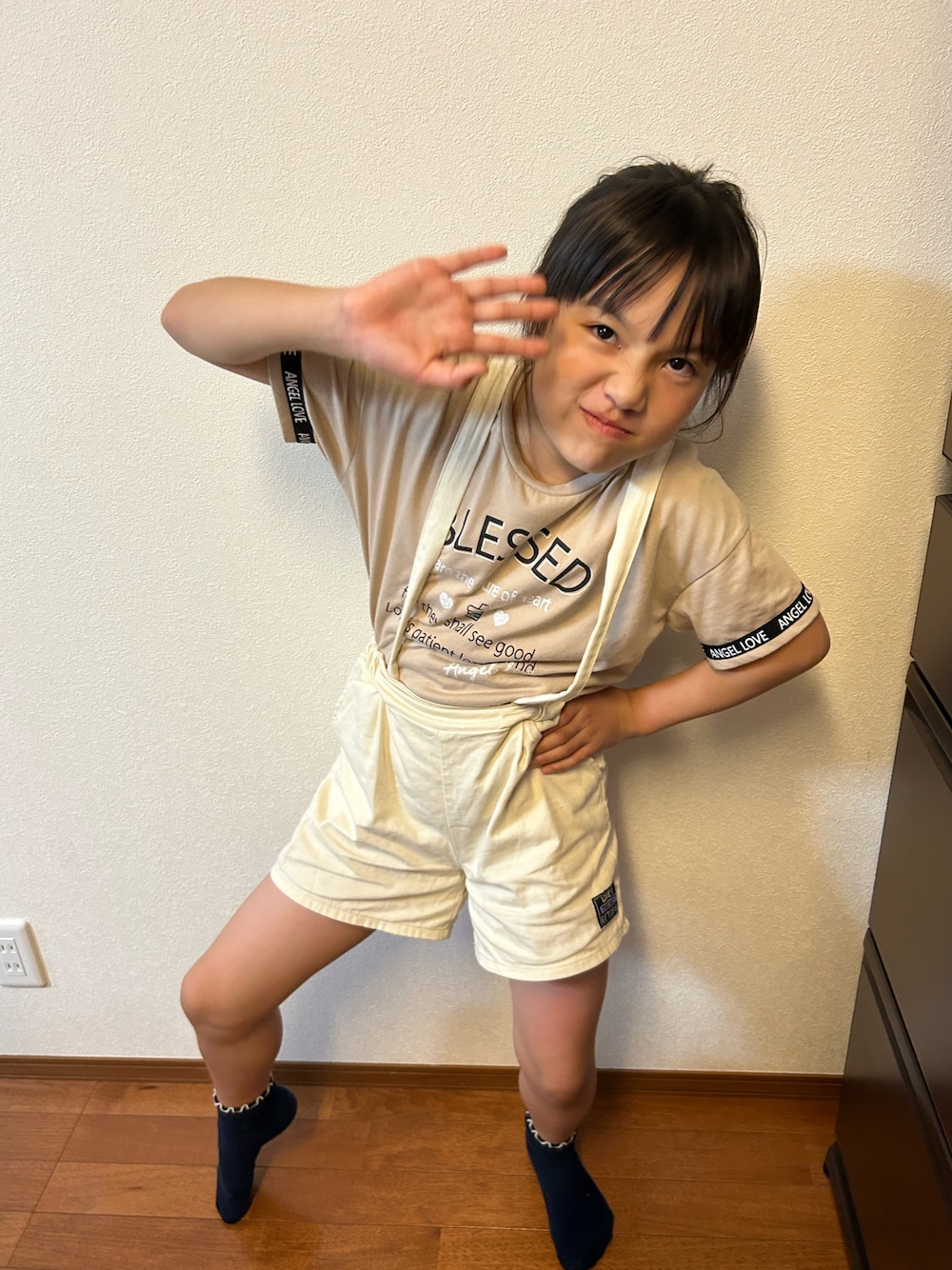 「サロペットパンツ、くすみカラー」｜「スウィーツ男子のアイテム（その他、その他）」を使った、ゆっけさん（キッズ・134cm）の春コーディネートの1枚目の写真