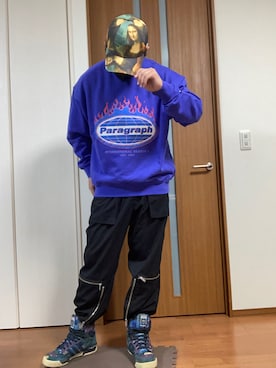 「Paragraph（パラグラフ）のアイテム（スウェット、ブルー系）」を使った、ゆっけさん（キッズ・145cm）の秋コーディネート