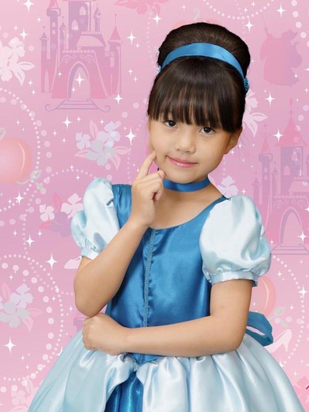 「ドレス、シンデレラ、ディズニー」｜「Disneyのアイテム（ドレス、ブルー系）」を使った、ゆっけさん（キッズ・122cm）の夏コーディネートの1枚目の写真