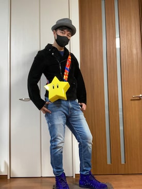 「LHPのアイテム（ライダースジャケット、ブラック系）」を使った、ゆっけさん（キッズ・145cm）の秋コーディネート