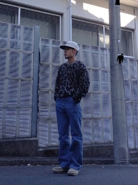 「低身長男子」｜「アイテム（モカシン/デッキシューズ）」を使った、バイカー沖【相互】さん（メンズ・168cm）の冬コーディネート