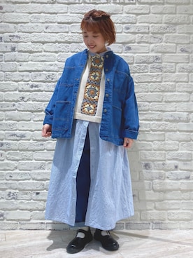 「アイテム（ワンピース/ドレス、ブルー系）」を使った、き む ら ゆ りさん（レディース・152cm）の冬コーディネート