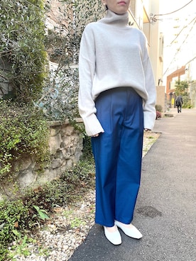 「フレンチカジュアル」｜「アイテム（パンプス）」を使った、OKUさん（レディース・156cm）の冬コーディネート