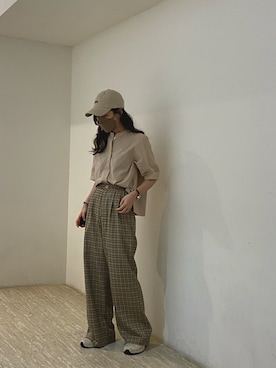 「MUJI」｜「アイテム（帽子）」を使った、Rika       さん（レディース・160cm）の夏コーディネート